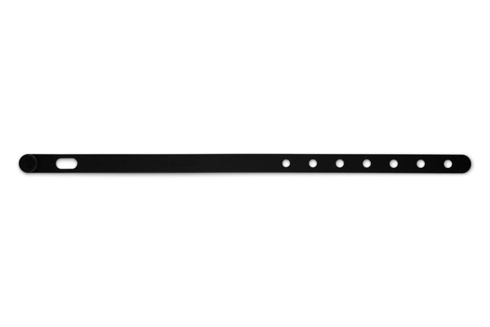 Black silicone cookware travel latch on a white background