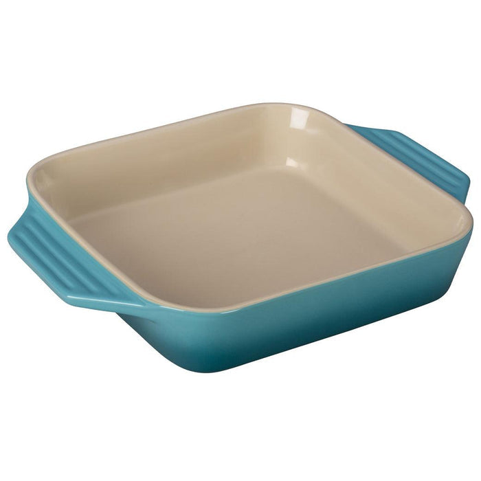 Caribbean Le Creuset Stoneware 2.2 Qt Square Dish displayed on a white background