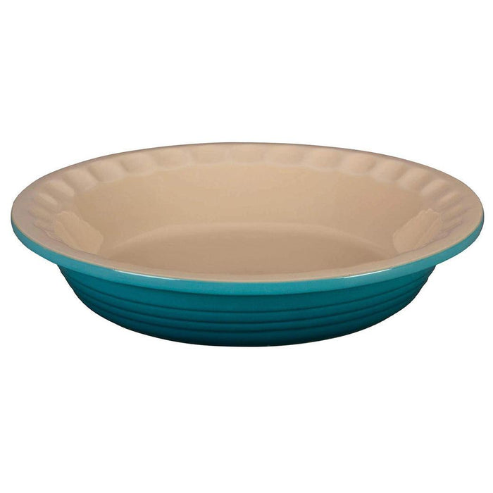 Caribbean Le Creuset Stoneware Pie Dish displayed on a white background