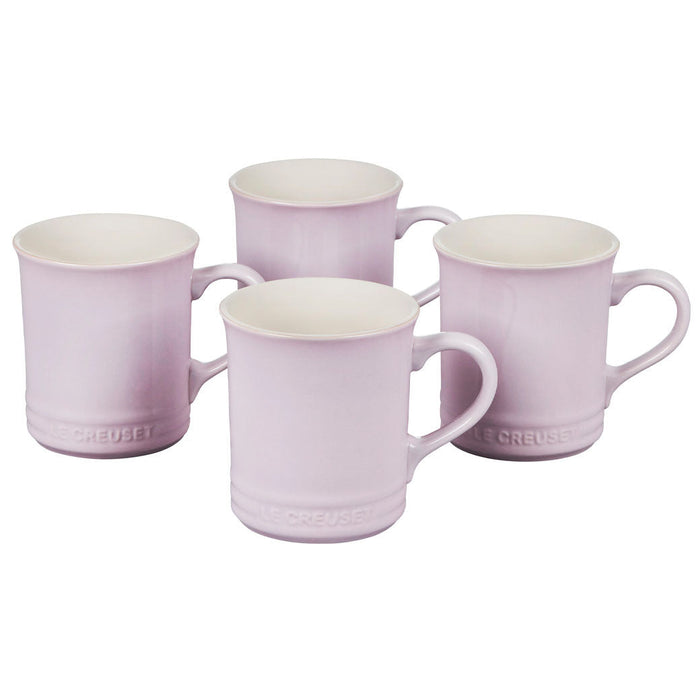Set of 4 14 oz shallot stoneware mugs displayed on a white background