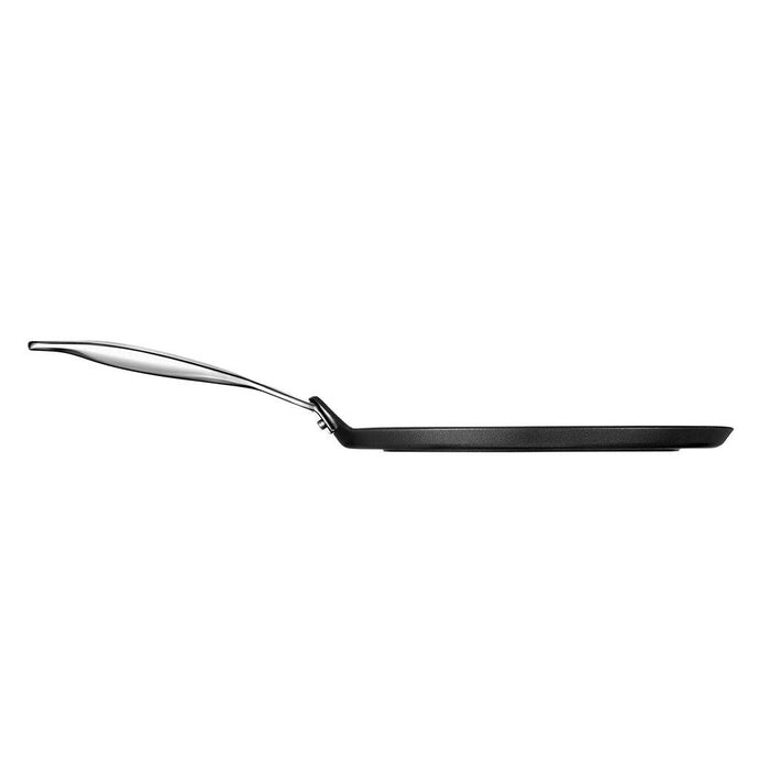 Side view of Le Creuset Toughened Nonstick PRO 11″ Crepe Pan displayed on a white background