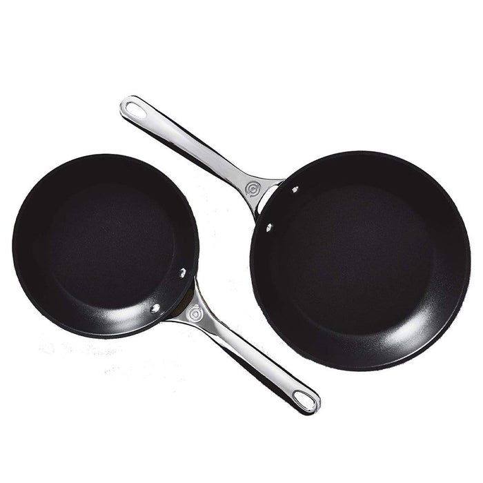 Top view of Le Creuset Toughened Nonstick PRO 2 Piece Set (8″ & 10″ Fry Pan) displayed on a white background