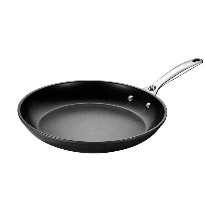 12 inch Le Creuset toughened nonstick pro fry pan displayed on a white background