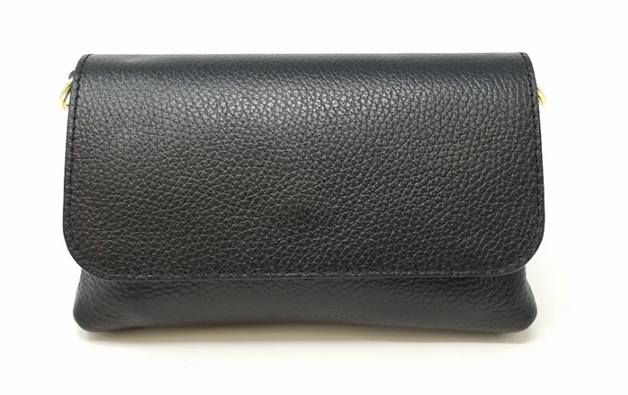 Leather Crossbody Clutch, Black