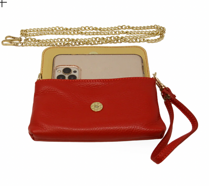 Leather Crossbody Clutch, Navy