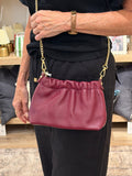 Leather Gathered Clutch/Crossbody Bag
