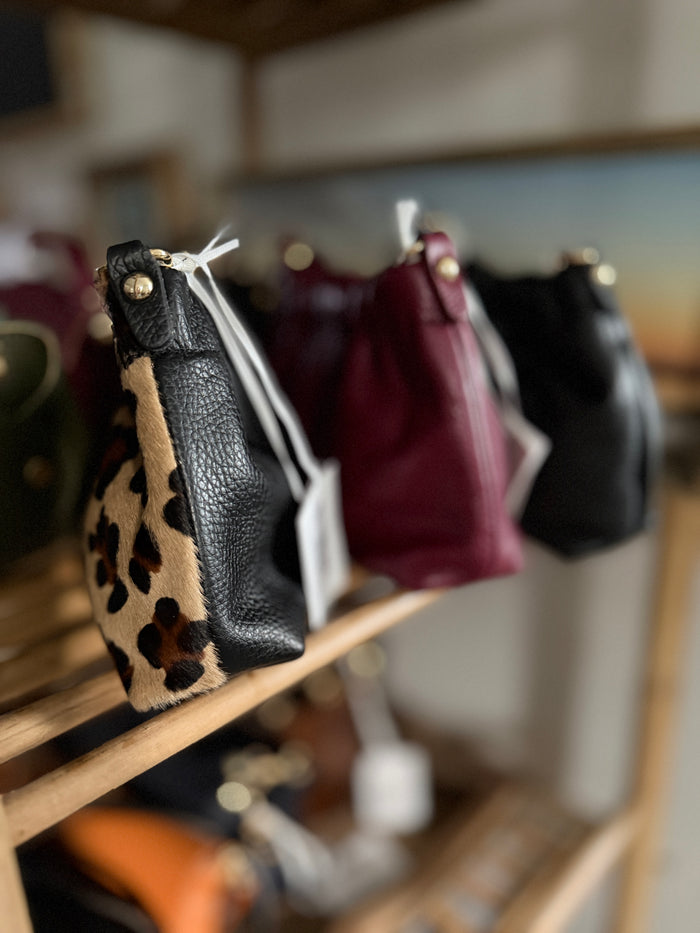 Leather Gathered Clutch/Crossbody Bag
