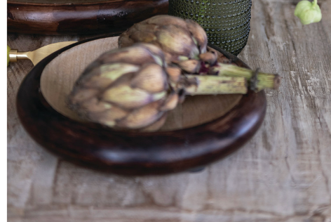 Mango Wood Dish, Natural & Burnt Finish 7-3/4"