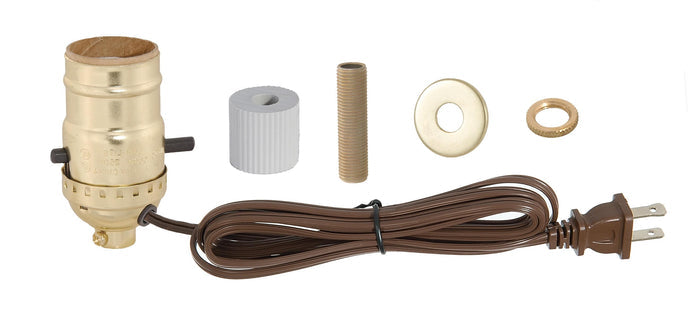Medium Base E-26 Pre-wired Bottle Kit with 3/4 Inch Adapter, Brown Cord