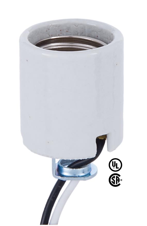 Medium Base Porcelain Socket With Hickey and 42" Lead Wires