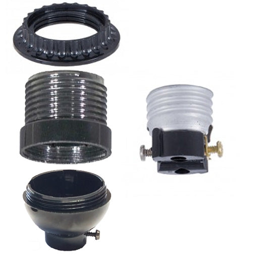 Medium Base, Short Keyless, Phenolic Socket, with Threaded Shell and Ring