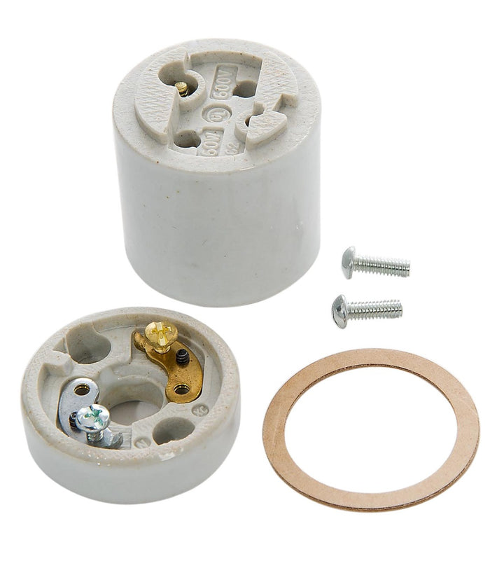 Medium Base Two-piece Porcelain Socket w/Mount Gasket - Leviton CAT. NO. 30