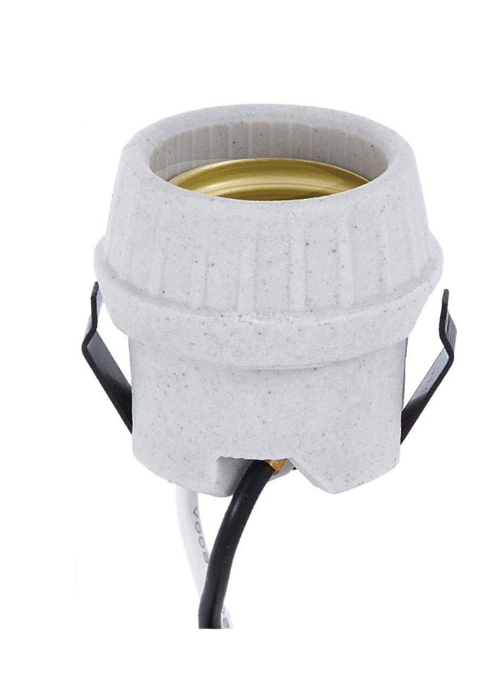 Medium base, U-Clip Snap-In Porcelain Keyless Fixture Socket with 8.5" Wire Leads