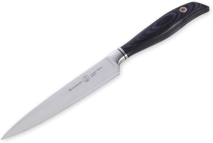 Knife with a black handle on a white background