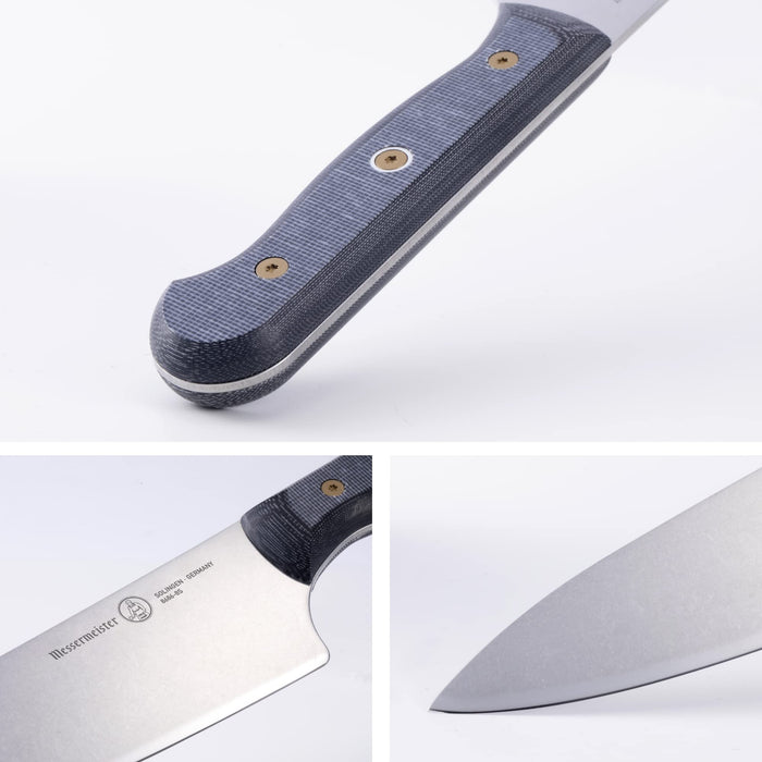 Three pictures of knife blade, knife handle, and knife hilt displayed on a white background