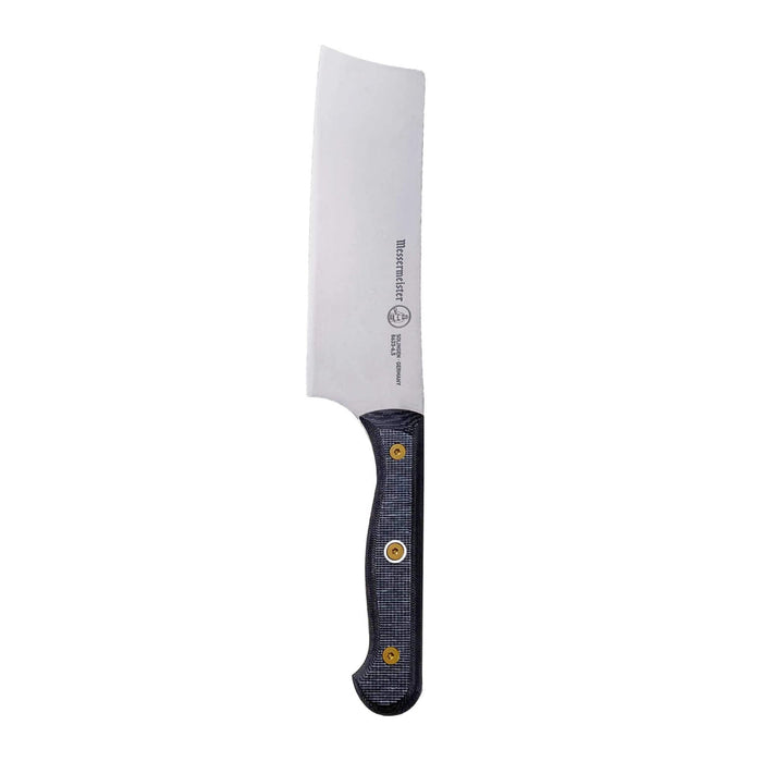 Knife with a black handle on a white background