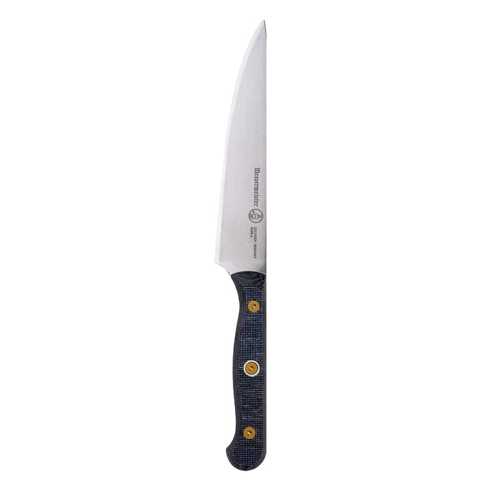 Knife with a black handle on a white background