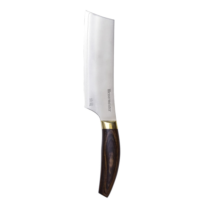 Nakiri knife with a wooden handle on a white background