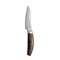 Paring knife with wooden handle and silver blade on a white background