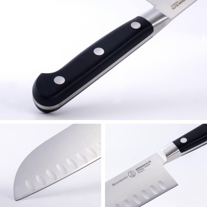 Three pictures of knife blade, knife handle, and knife hilt displayed on a white background