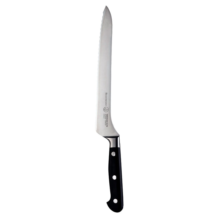 Knife with a black handle on a white background