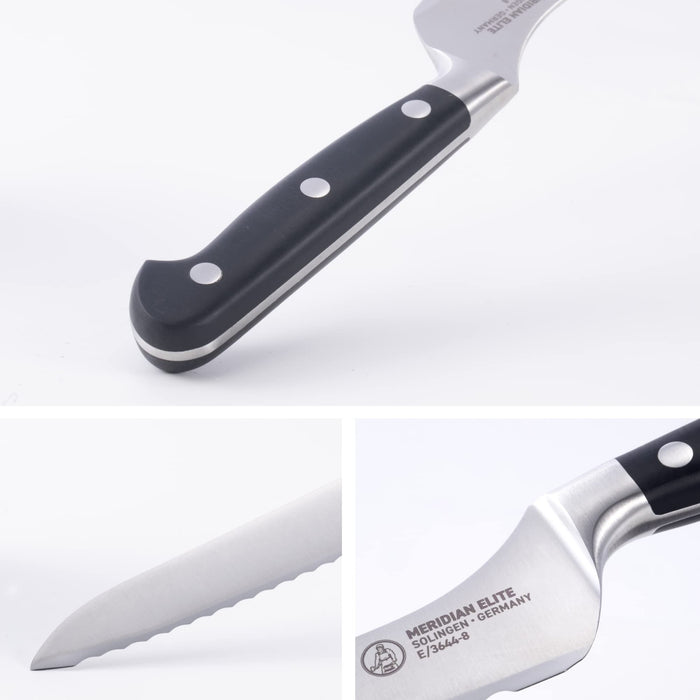 Three pictures of knife blade, knife handle, and knife hilt on a white background