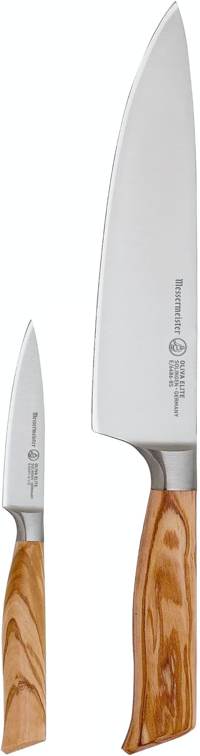 Two knives with wooden handles on a white background