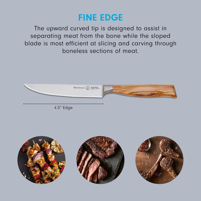 Knife with wooden handle on a gray background, featuring text about knife design and uses.