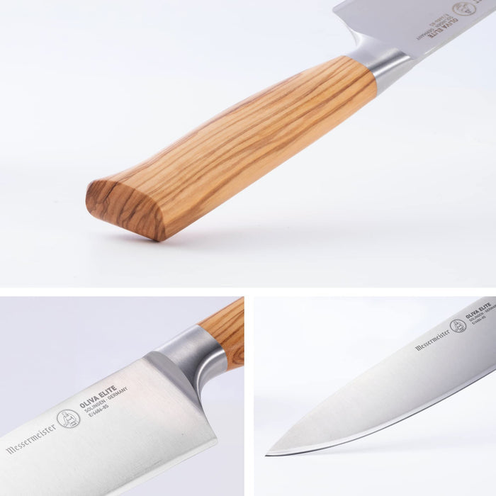Three pictures of knife blade, knife handle, and knife hilt displayed on a white background