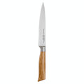 6 inch utility knife with a wooden handle on a white background