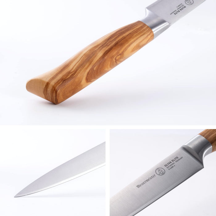 Three pictures of knife blade, knife handle, and knife hilt displayed on a white background