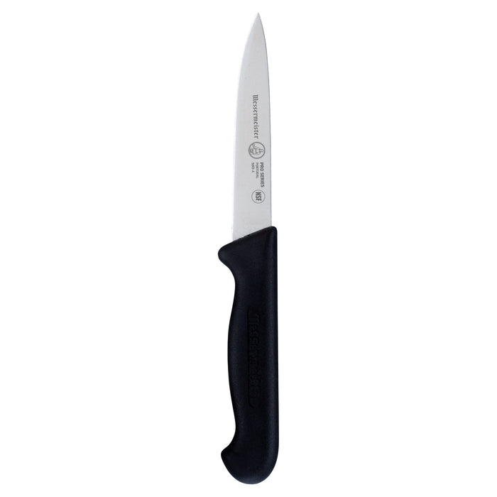 Knife with black handle on a white background