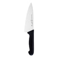 Chef's knife with a black handle on a white background