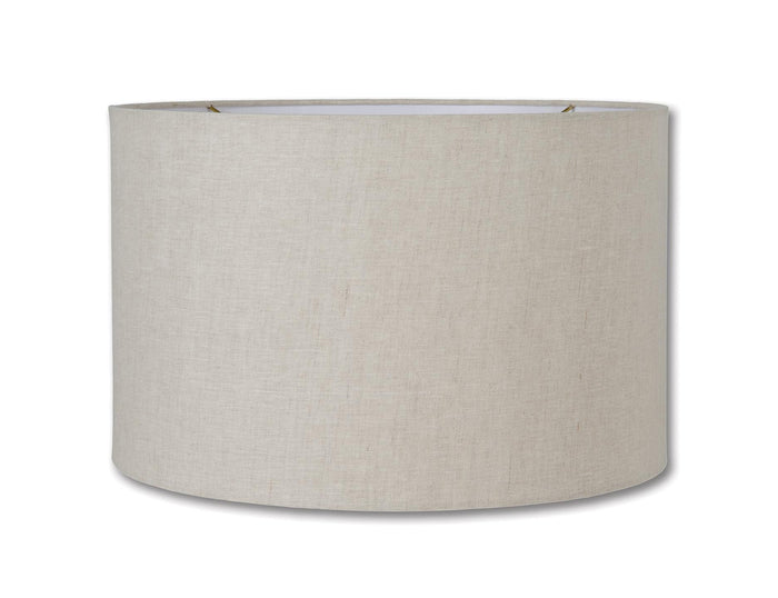 Mid Century Retro Drum Lamp Shades - Natural Color, 100% Fine Linen