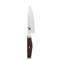 6 inch Miyabi Artisan Chef's Knife displayed vertically on a white background