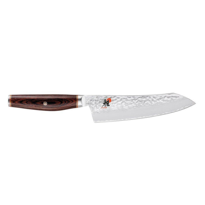 Miyabi Artisan Rocking Santoku - 7″ displayed horizontally on  a white background