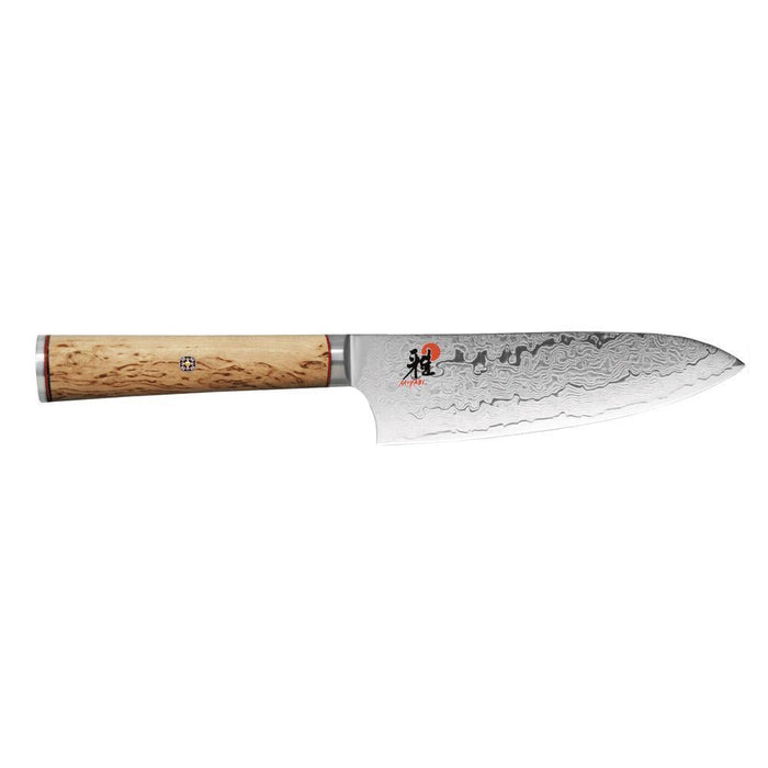 Miyabi Birchwood SG2 Chef's Knife displayed horizontally on a white background