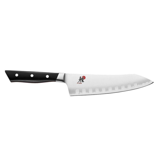 Miyabi Evolution Rocking Santoku - 7″ displayed horizontally on a white background
