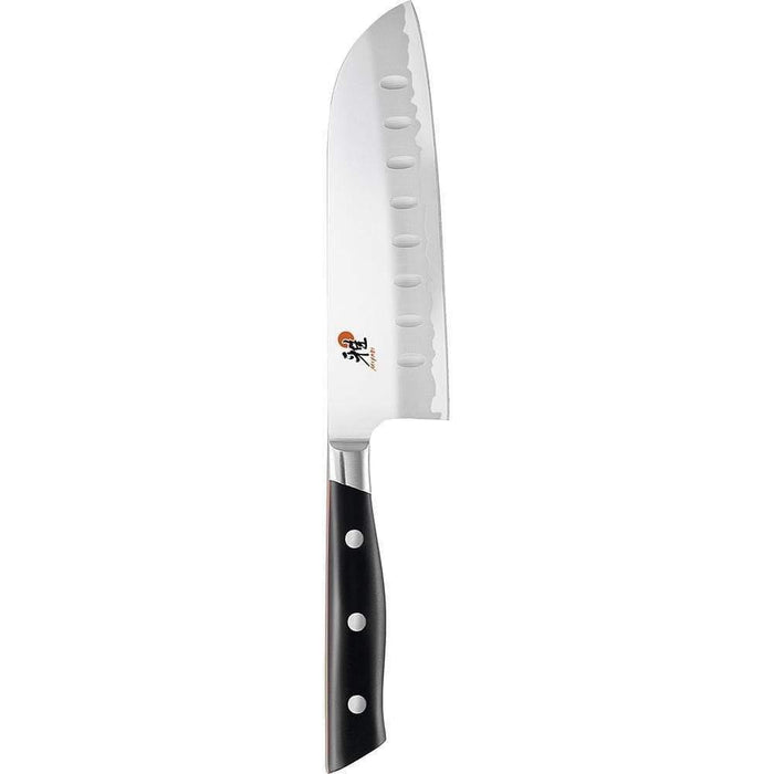 5.5 inch Miyabi Evolution Santoku Knife displayed vertically on a white background