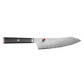 Miyabi Kaizen Hollow Edge Rocking Santoku Knife - 7″ displayed horizontally on a white background
