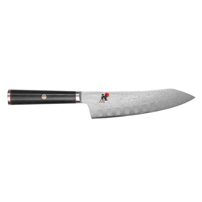 Miyabi Kaizen Hollow Edge Rocking Santoku Knife - 7″ displayed horizontally on a white background