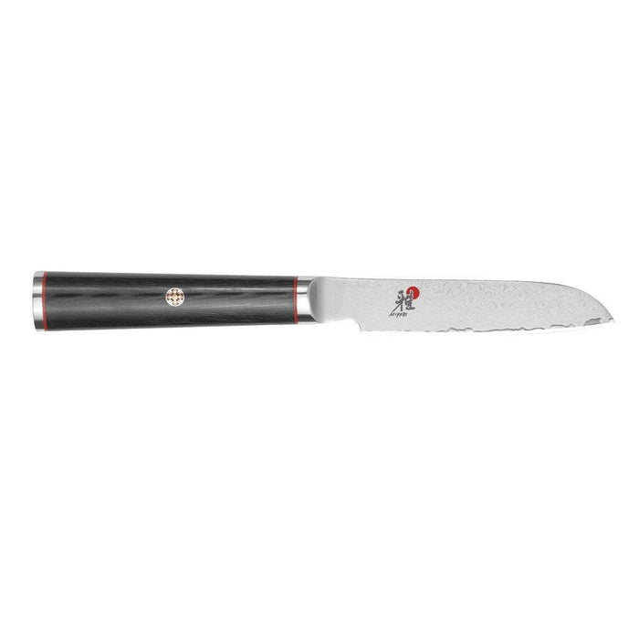 Miyabi Kaizen Straight Paring Knife - 3.5″ displayed horizontally on a white background