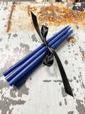 Navy unscented thin taper candles -6pack