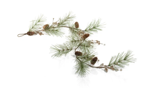 Needle Pine Garland w/Glitter Branches/ Pinecones 60"