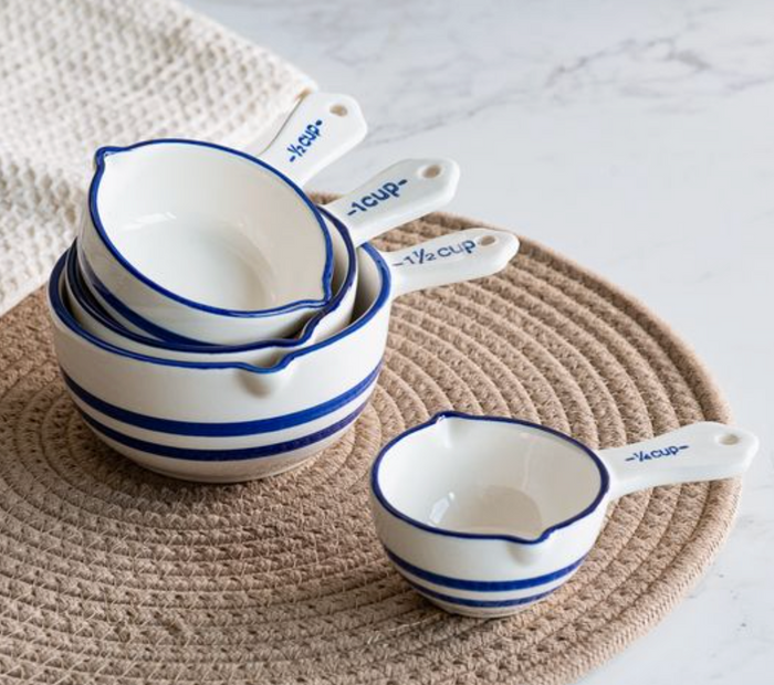 Nesting Blue + White  STRIPE Measuring Cups