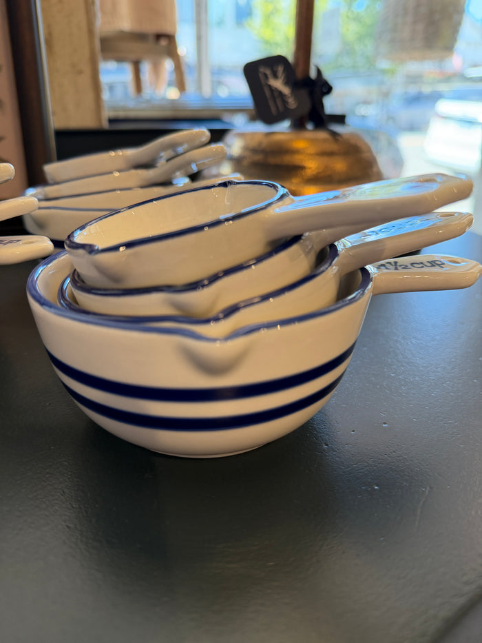 Nesting Blue + White  STRIPE Measuring Cups