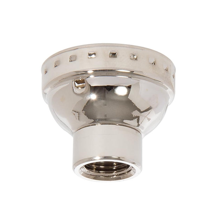 Nickel Plated Finish Brass E-26 Socket Cap, No Set Screw, 1/4 IP