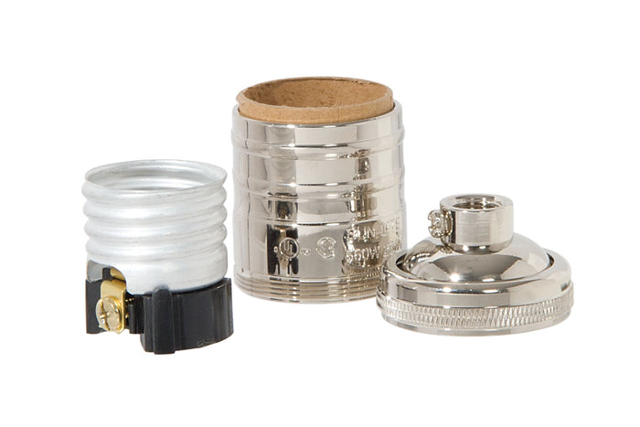 Nickel Plated Finish Heavy Turned Brass Keyless Sockets, No UNO Thread