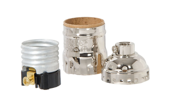 Nickel Plated Finish Keyless Early Electric Style Lamp Socket, No UNO thread