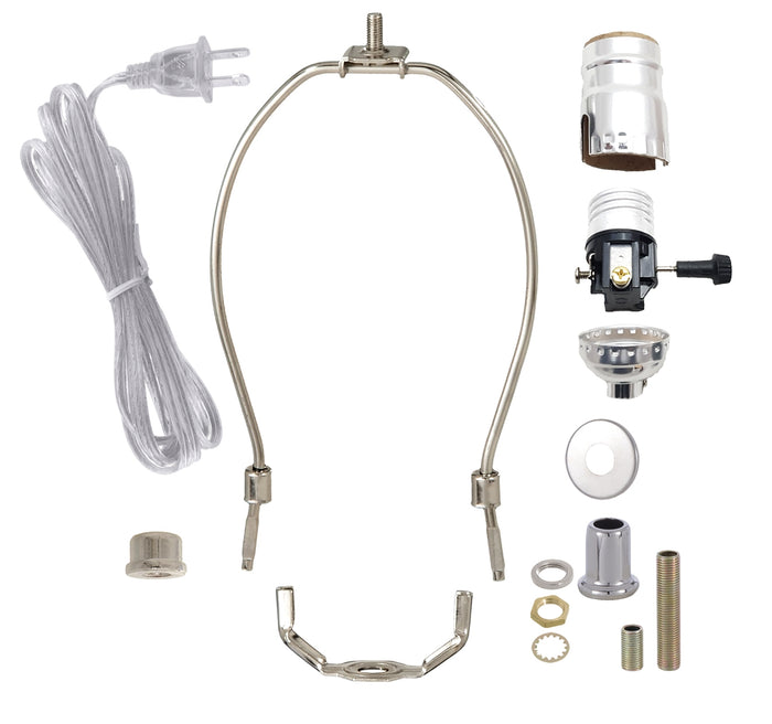 Nickel Table Lamp Wiring Kit with 3-way Socket